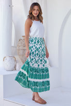 Load image into Gallery viewer, Lyla Green/White Paisley Print Maxi Skirt