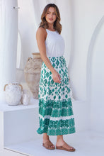 Load image into Gallery viewer, Lyla Green/White Paisley Print Maxi Skirt