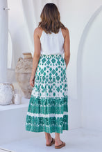 Load image into Gallery viewer, Lyla Green/White Paisley Print Maxi Skirt