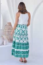 Load image into Gallery viewer, Lyla Green/White Paisley Print Maxi Skirt