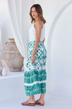 Load image into Gallery viewer, Lyla Green/White Paisley Print Maxi Skirt