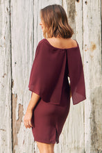 Load image into Gallery viewer, Carmen Burgundy Shawl Evening Dress