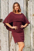 Load image into Gallery viewer, Carmen Burgundy Shawl Evening Dress