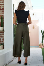 Load image into Gallery viewer, Tau Khaki Satin Wide leg Pant