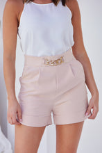 Load image into Gallery viewer, Elm Beige High Waisted Chain Belt Shorts