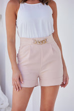 Load image into Gallery viewer, Elm Beige High Waisted Chain Belt Shorts