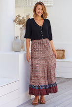 Load image into Gallery viewer, Gianni Red/Black Boho Print Maxi Skirt