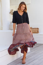 Load image into Gallery viewer, Gianni Red/Black Boho Print Maxi Skirt