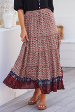 Load image into Gallery viewer, Gianni Red/Black Boho Print Maxi Skirt