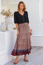 Load image into Gallery viewer, Gianni Red/Black Boho Print Maxi Skirt