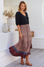 Load image into Gallery viewer, Gianni Red/Black Boho Print Maxi Skirt