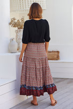 Load image into Gallery viewer, Gianni Red/Black Boho Print Maxi Skirt