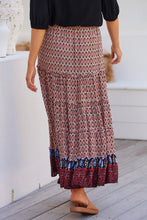 Load image into Gallery viewer, Gianni Red/Black Boho Print Maxi Skirt