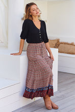 Load image into Gallery viewer, Gianni Red/Black Boho Print Maxi Skirt