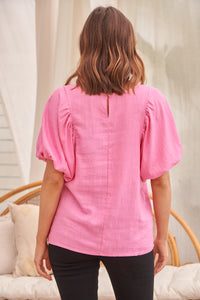 Piper Pink Linen Batwing Top