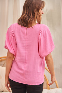 Piper Pink Linen Batwing Top