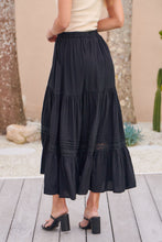 Load image into Gallery viewer, Kira Black Lace Detailed Hi/Low Maxi Skirt