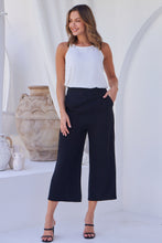 Load image into Gallery viewer, Clover Black Linen Culotte Pants