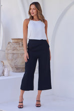 Load image into Gallery viewer, Clover Black Linen Culotte Pants