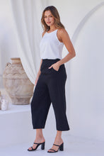 Load image into Gallery viewer, Clover Black Linen Culotte Pants