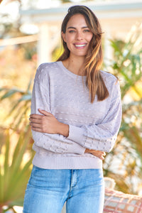 Stefani Dot Print Blush Long Sleeve Jumper
