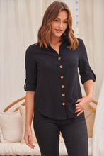 Load image into Gallery viewer, Gabriella Roll Up Sleeve Black Shirt