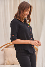 Load image into Gallery viewer, Gabriella Roll Up Sleeve Black Shirt