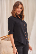 Load image into Gallery viewer, Gabriella Roll Up Sleeve Black Shirt