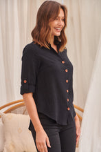 Load image into Gallery viewer, Gabriella Roll Up Sleeve Black Shirt
