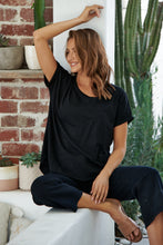 Load image into Gallery viewer, Micaela Black Batwing Sleeve Cotton Tee