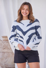 Load image into Gallery viewer, Cara Fluffy Blue/White Animal Print Jumper