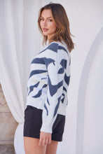 Load image into Gallery viewer, Cara Fluffy Blue/White Animal Print Jumper
