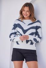 Load image into Gallery viewer, Cara Fluffy Blue/White Animal Print Jumper