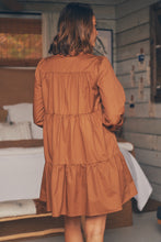 Load image into Gallery viewer, Darby babydoll Long Sleeve Tan Button Dress