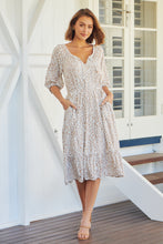 Load image into Gallery viewer, Robin White/Beige Leopard Print Elasticated Waist Maxi Dress