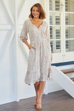 Load image into Gallery viewer, Robin White/Beige Leopard Print Elasticated Waist Maxi Dress