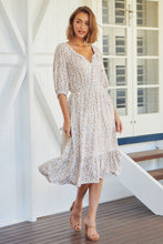 Load image into Gallery viewer, Robin White/Beige Leopard Print Elasticated Waist Maxi Dress