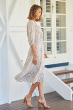 Load image into Gallery viewer, Robin White/Beige Leopard Print Elasticated Waist Maxi Dress