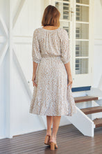 Load image into Gallery viewer, Robin White/Beige Leopard Print Elasticated Waist Maxi Dress