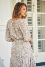 Load image into Gallery viewer, Robin White/Beige Leopard Print Elasticated Waist Maxi Dress