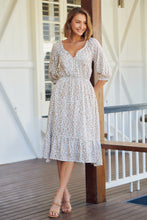 Load image into Gallery viewer, Robin White/Beige Leopard Print Elasticated Waist Maxi Dress
