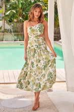 Load image into Gallery viewer, Marianne Green Floral Open Back Tiered Dress
