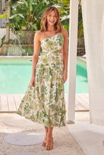 Load image into Gallery viewer, Marianne Green Floral Open Back Tiered Dress