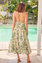 Load image into Gallery viewer, Marianne Green Floral Open Back Tiered Dress