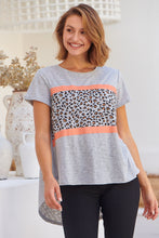Load image into Gallery viewer, Riley Animal Print Grey/Orange Cap Sleeve Tee