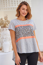 Load image into Gallery viewer, Riley Animal Print Grey/Orange Cap Sleeve Tee