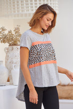 Load image into Gallery viewer, Riley Animal Print Grey/Orange Cap Sleeve Tee