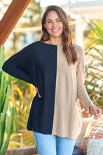 Load image into Gallery viewer, Indiana Oversized Batwing Black/Beige Long Sleeve Knit