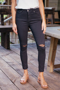 Rip Knee Black Denim Skinny Jean