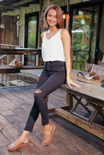 Load image into Gallery viewer, Rip Knee Black Denim Skinny Jean